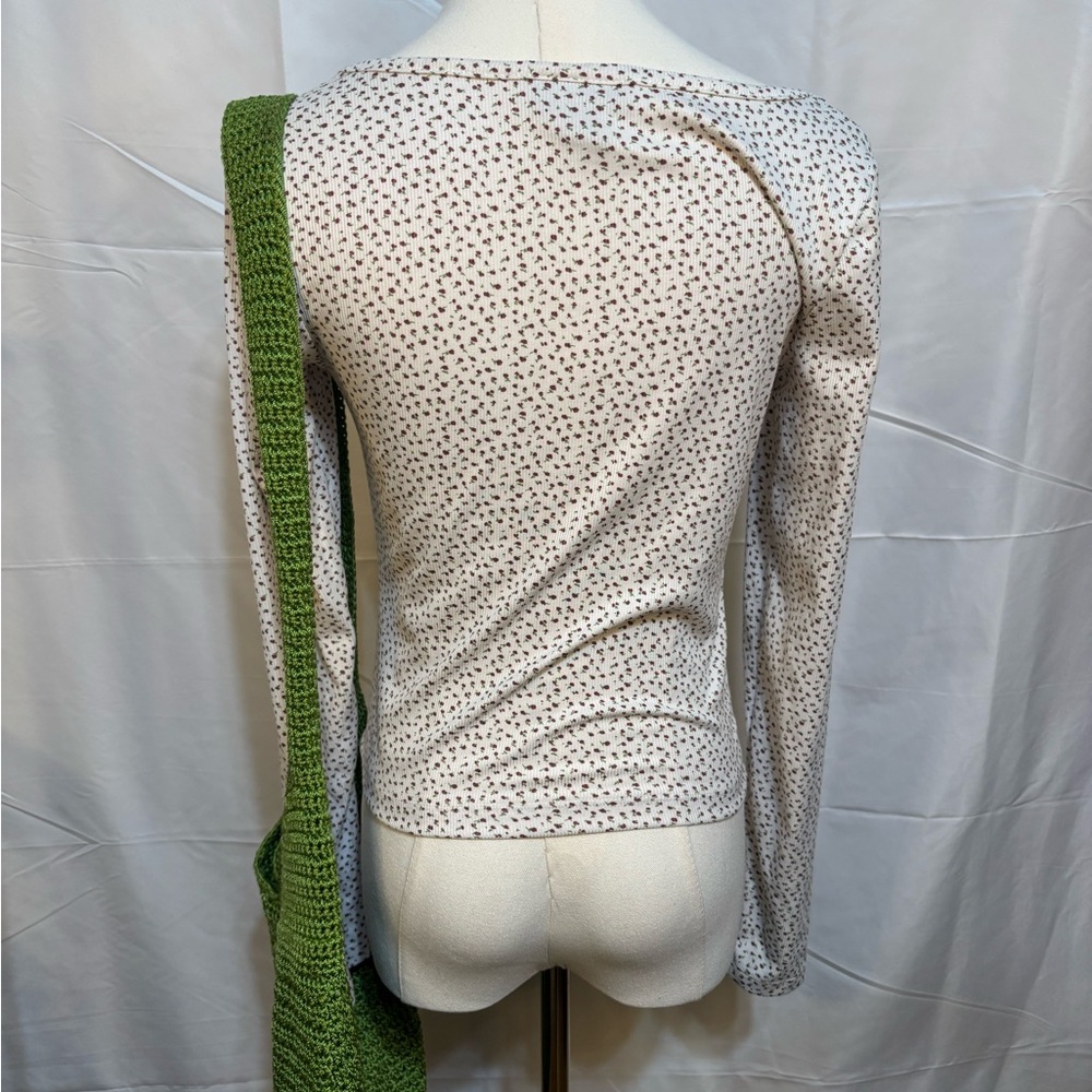 Just Polly New York Floral Ribbed Lace Trim‎ Top Medium Coquette Cottagecore - Picture 3 of 4